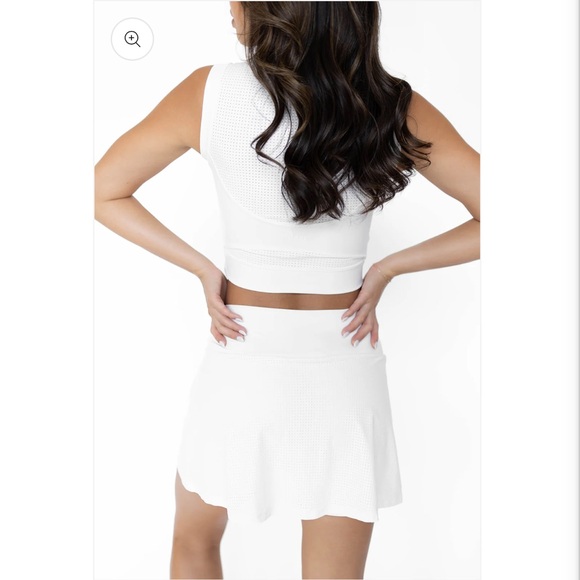 Volare White Serve It Up Mesh Tennis Pickleball Athletic Skirt Skort NWT - Picture 7 of 14